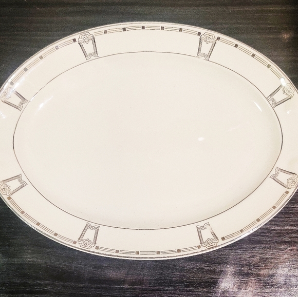 VTG 30's✨Taylor Smith 22 Carat Platinum Art Deco Platter 11.5" X 8" Very Good - Picture 2 of 8